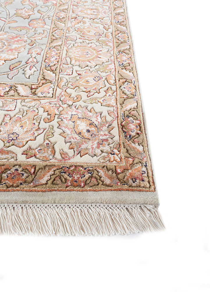 aurora beige and brown wool and viscose hand knotted Rug - Corner