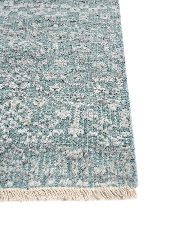 viscaya blue wool and viscose hand knotted Rug - Corner viscaya blue wool and viscose hand knotted Rug - Corner