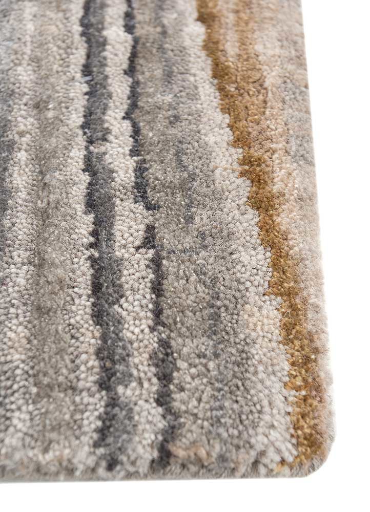 free verse by kavi grey and black wool and silk hand knotted Rug - Corner