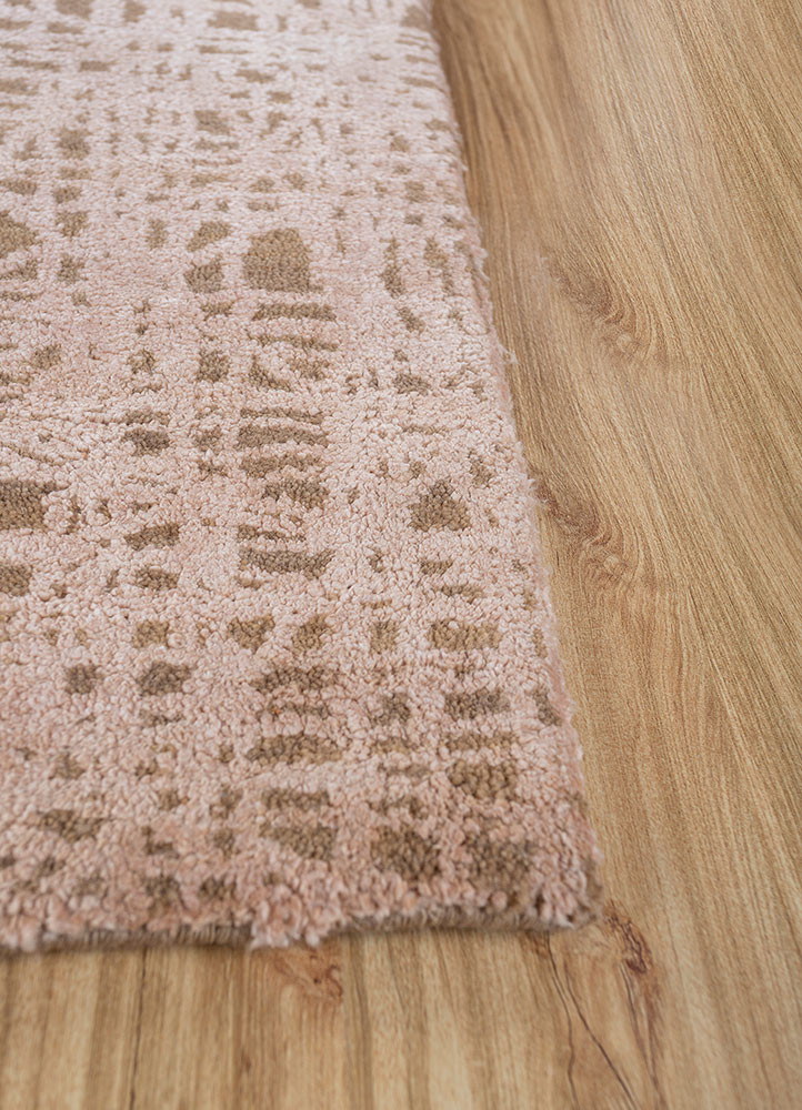 aakar by kavi beige and brown wool and silk hand knotted Rug - Corner