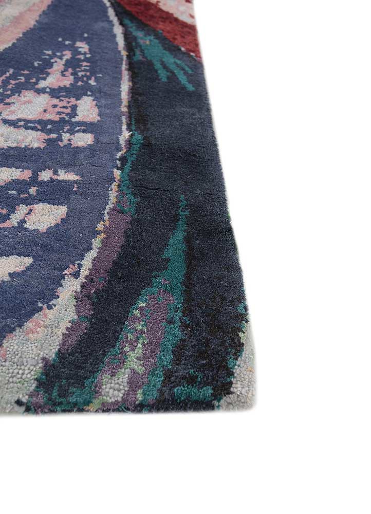 reverie japonaise blue wool and silk hand knotted Rug - Corner reverie japonaise blue wool and silk hand knotted Rug - Corner
