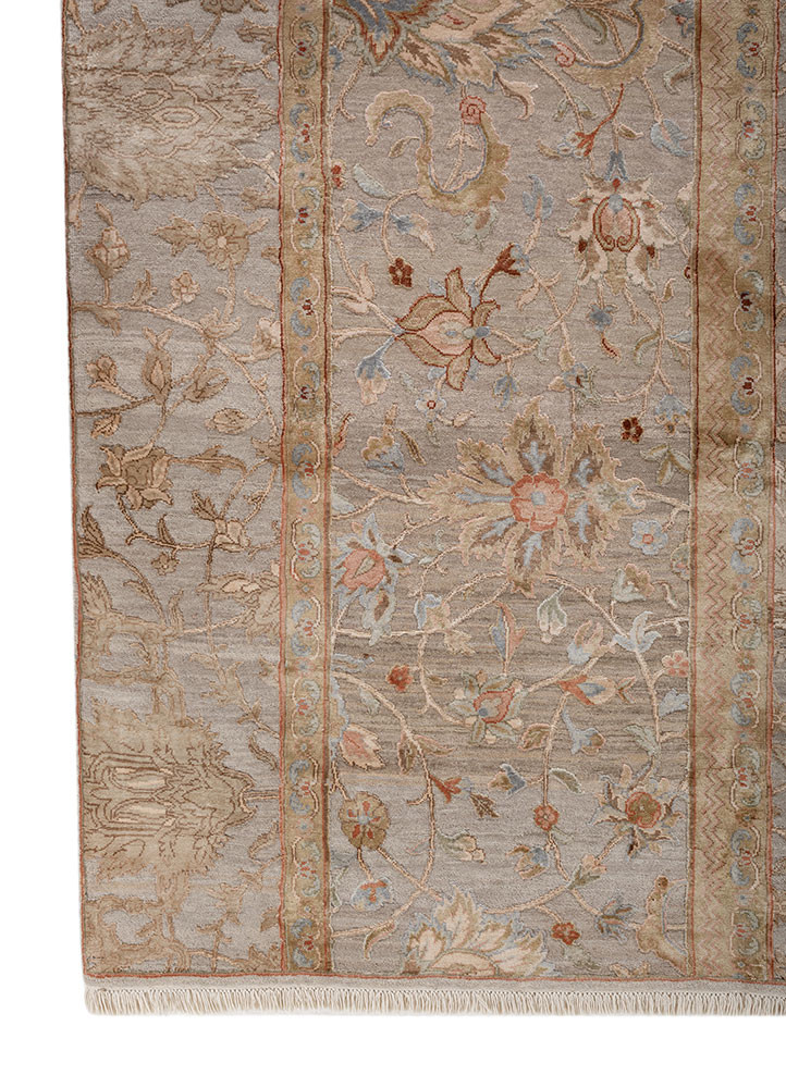 aurora red and orange wool and silk hand knotted Rug - Corner