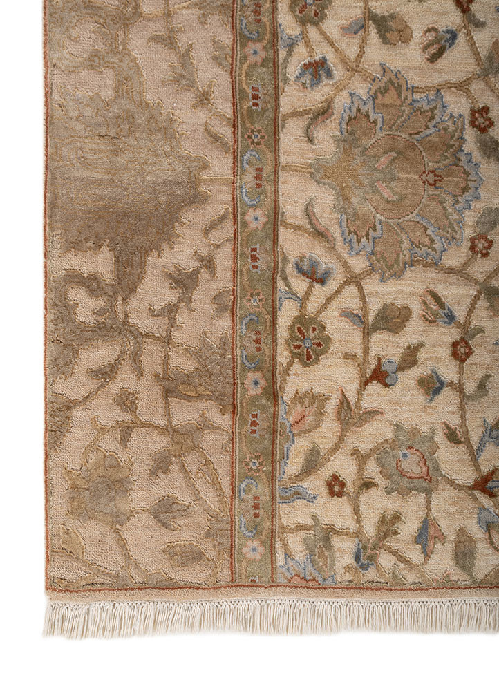 aurora ivory wool and silk hand knotted Rug - Corner aurora ivory wool and silk hand knotted Rug - Corner