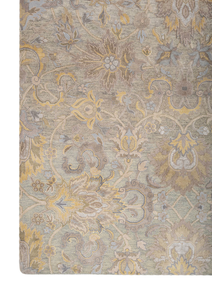 aprezo green wool and silk hand knotted Rug - Corner aprezo green wool and silk hand knotted Rug - Corner