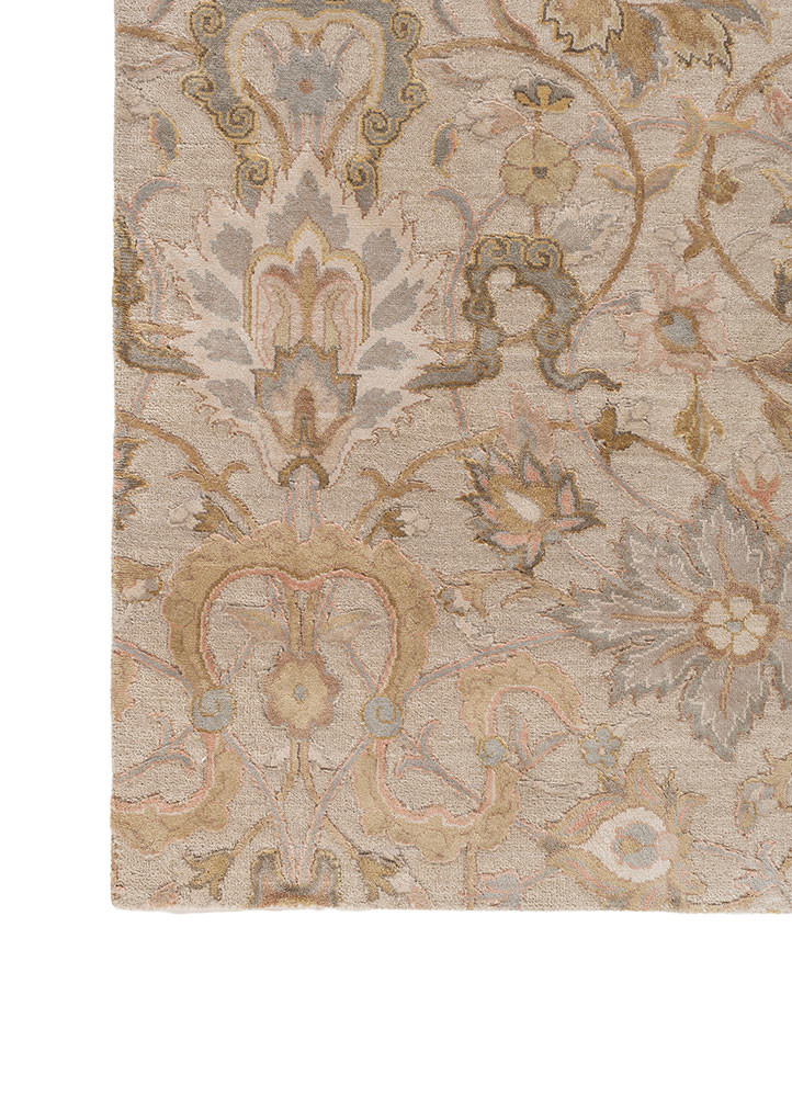 aprezo ivory wool and silk hand knotted Rug - Corner aprezo ivory wool and silk hand knotted Rug - Corner