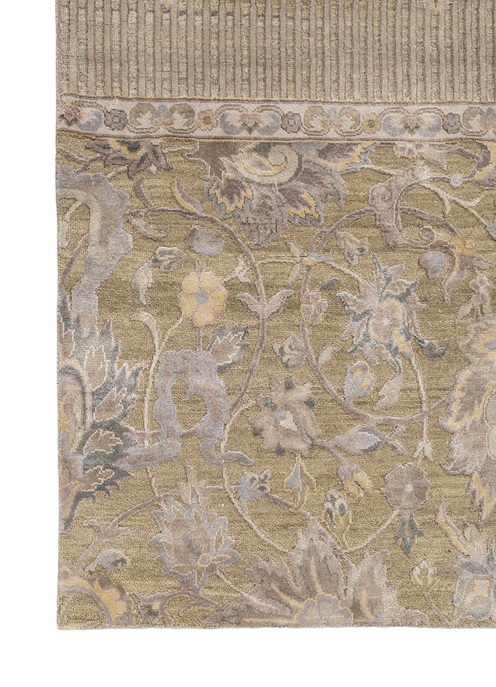 aprezo green wool and silk hand knotted Rug - Corner aprezo green wool and silk hand knotted Rug - Corner