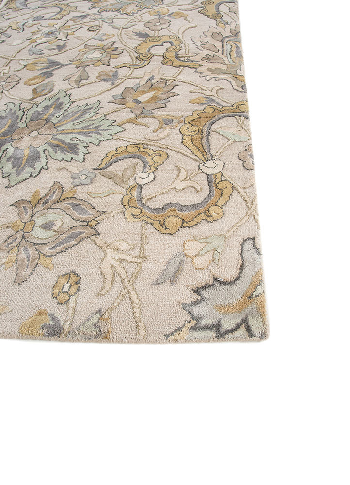far east grey and black wool and silk hand knotted Rug - Corner far east grey and black wool and silk hand knotted Rug - Corner