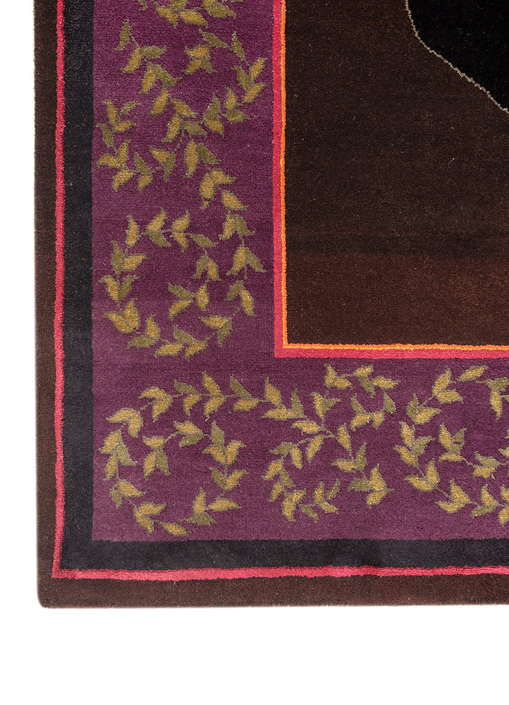 majnun beige and brown wool and silk hand knotted Rug - Corner