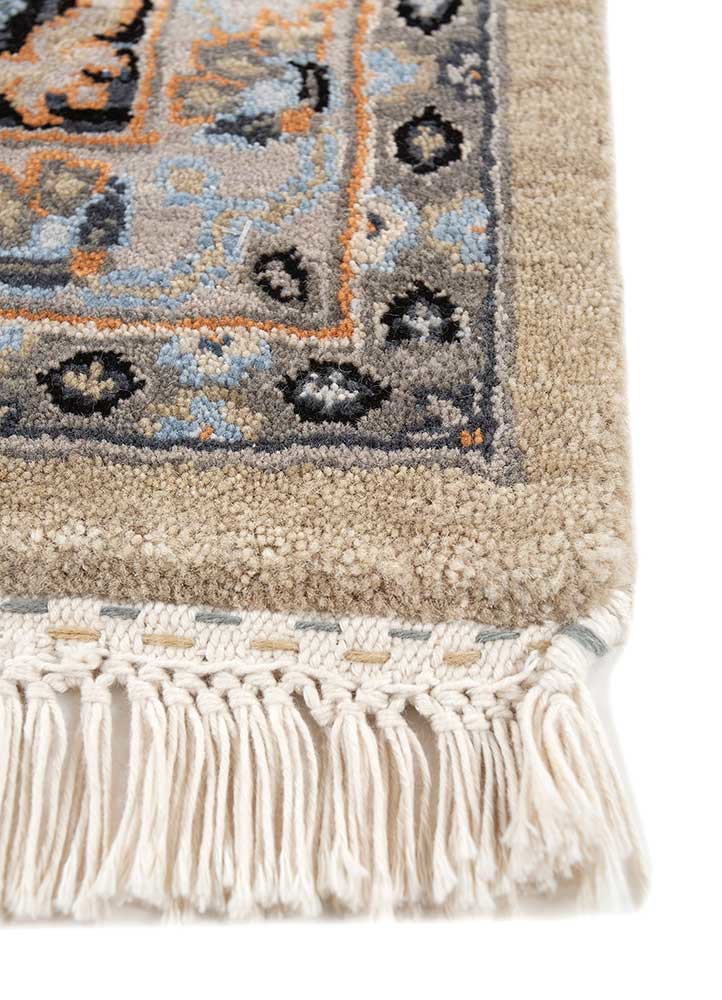 gulnar beige and brown wool hand knotted Rug - Corner gulnar beige and brown wool hand knotted Rug - Corner