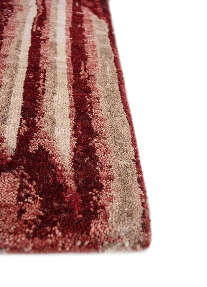 reverie japonaise red and orange wool hand knotted Rug - Corner reverie japonaise red and orange wool hand knotted Rug - Corner