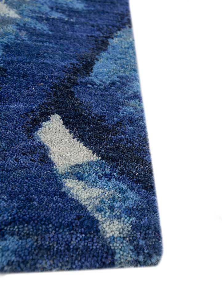 reverie japonaise blue wool hand knotted Rug - Corner reverie japonaise blue wool hand knotted Rug - Corner