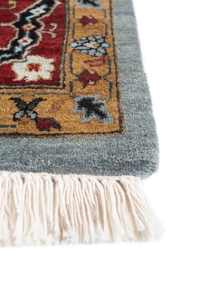 gulnar blue wool hand knotted Rug - Corner gulnar blue wool hand knotted Rug - Corner