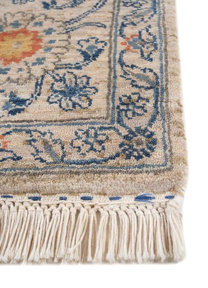 gulnar ivory wool hand knotted Rug - Corner gulnar ivory wool hand knotted Rug - Corner