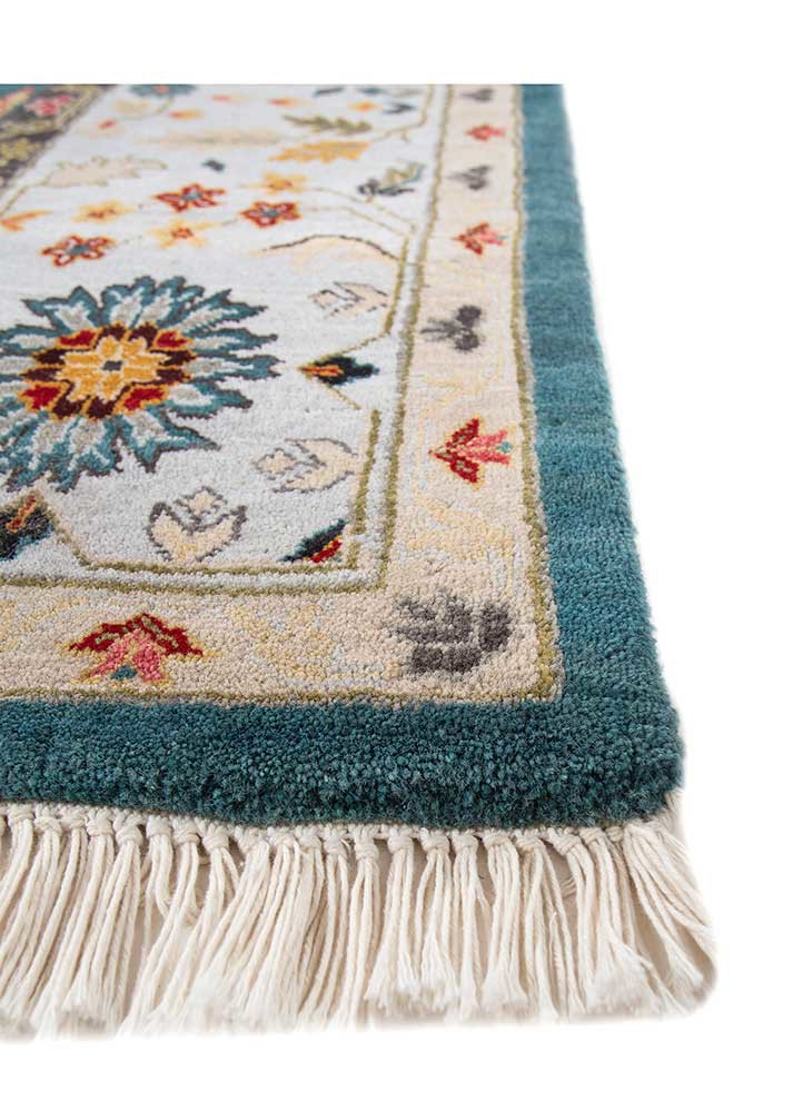 cyanna blue wool hand knotted Rug - Corner cyanna blue wool hand knotted Rug - Corner