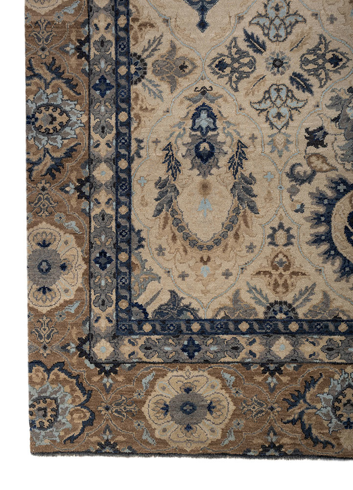 cyanna ivory wool hand knotted Rug - Corner