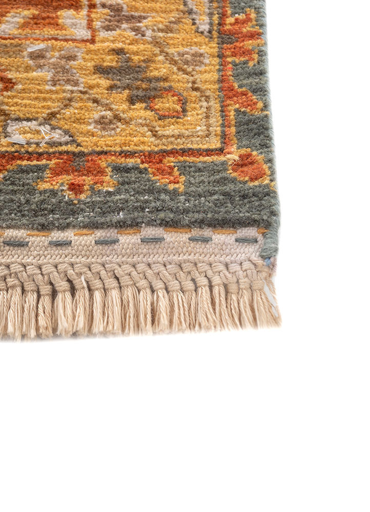 gulnar green wool hand knotted Rug - Corner gulnar green wool hand knotted Rug - Corner