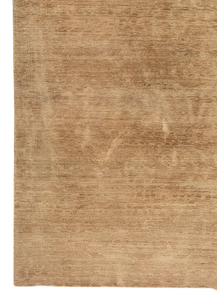 pansy beige and brown wool hand knotted Rug - Corner