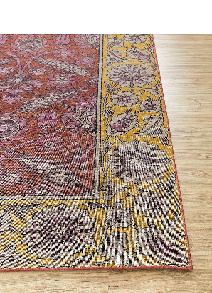erbe red and orange wool hand knotted Rug - Corner erbe red and orange wool hand knotted Rug - Corner