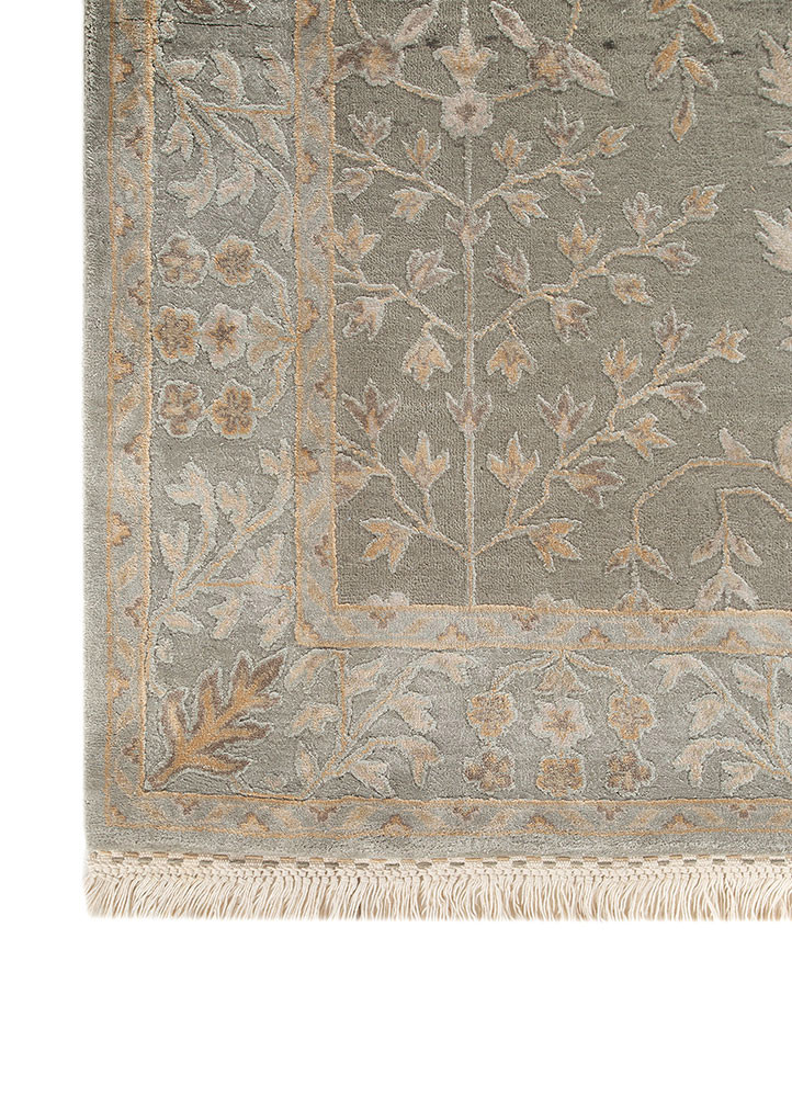gulmarg blue wool and silk hand knotted Rug - Corner gulmarg blue wool and silk hand knotted Rug - Corner