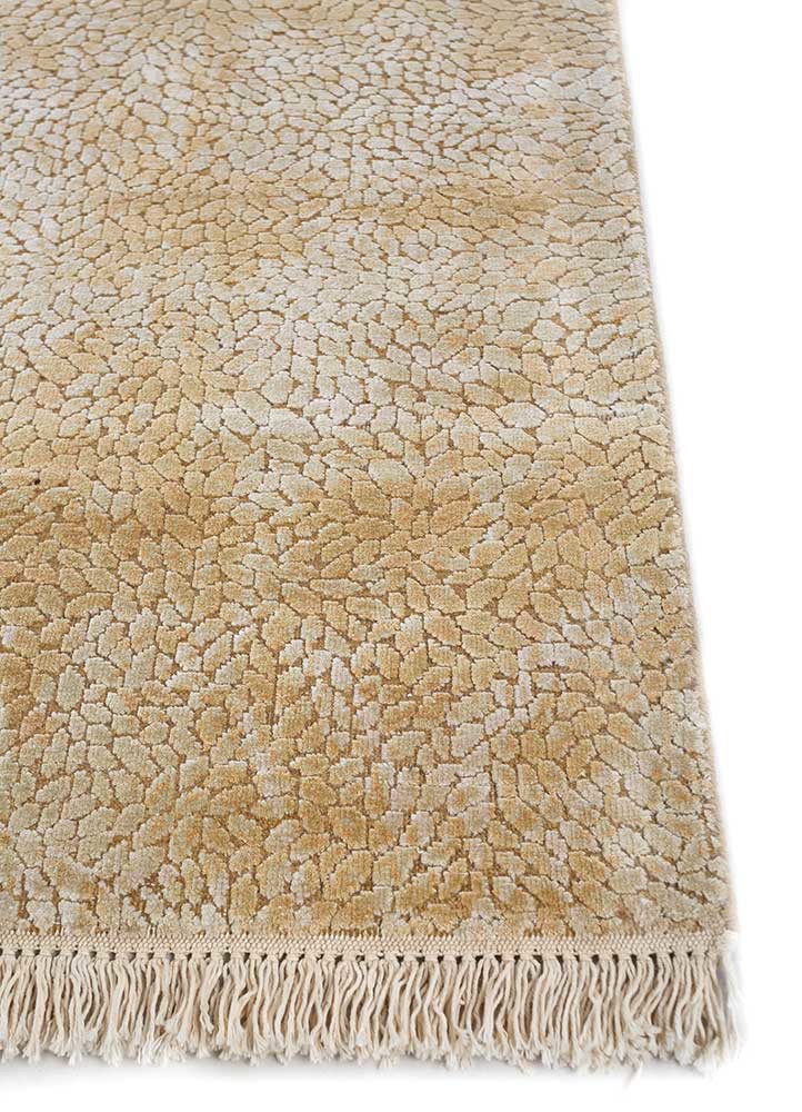 pansy beige and brown wool and bamboo silk hand knotted Rug - Corner