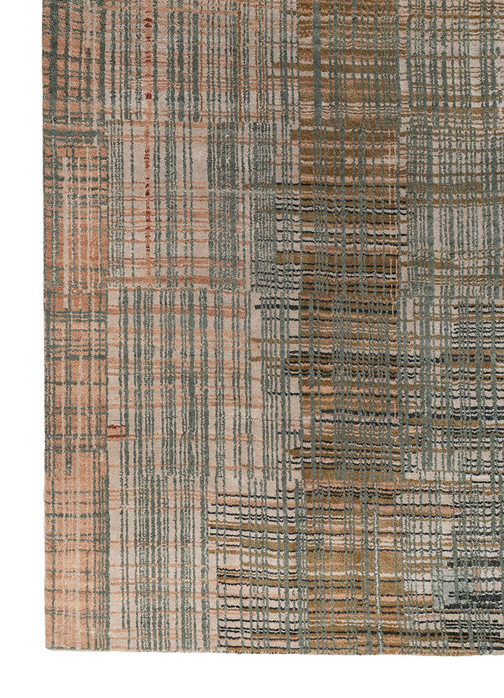 unstring by kavi red and orange wool and bamboo silk hand knotted Rug - Corner unstring by kavi red and orange wool and bamboo silk hand knotted Rug - Corner