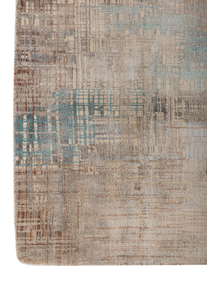 unstring by kavi ivory wool and bamboo silk hand knotted Rug - Corner