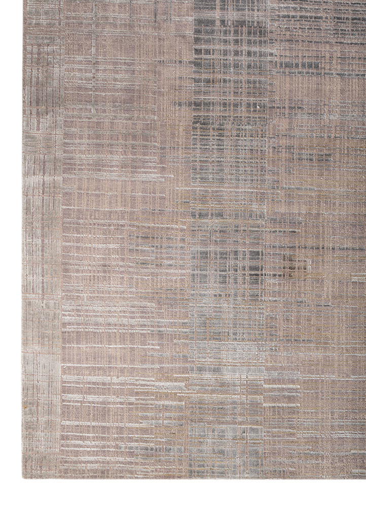 uvenuti grey and black wool and bamboo silk hand knotted Rug - Corner