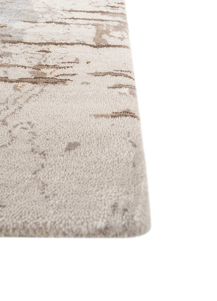 unstring by kavi ivory wool and bamboo silk hand knotted Rug - Corner