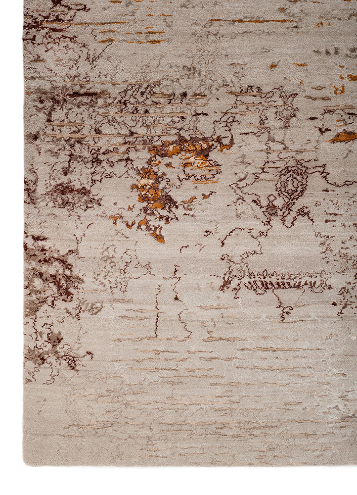 unstring by kavi grey and black wool and bamboo silk hand knotted Rug - Corner unstring by kavi grey and black wool and bamboo silk hand knotted Rug - Corner