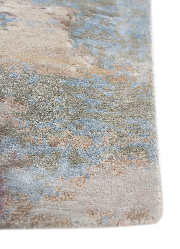 entropy beige and brown wool and bamboo silk hand knotted Rug - Corner entropy beige and brown wool and bamboo silk hand knotted Rug - Corner