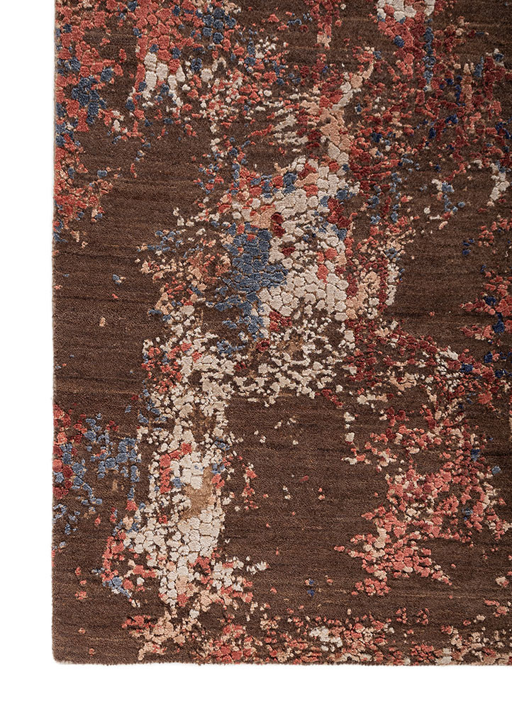 unstring by kavi beige and brown wool and bamboo silk hand knotted Rug - Corner unstring by kavi beige and brown wool and bamboo silk hand knotted Rug - Corner