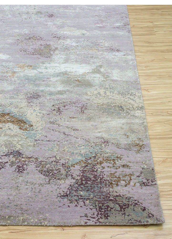 unstring by kavi red and orange wool and bamboo silk hand knotted Rug - Corner unstring by kavi red and orange wool and bamboo silk hand knotted Rug - Corner