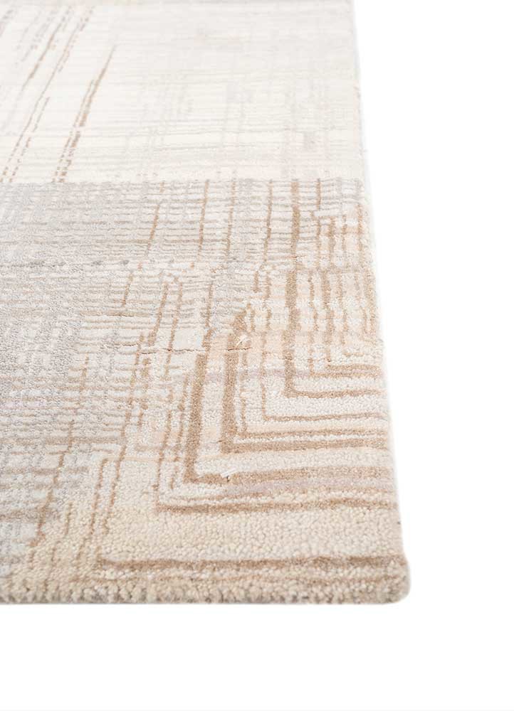 unstring by kavi grey and black wool and bamboo silk hand knotted Rug - Corner