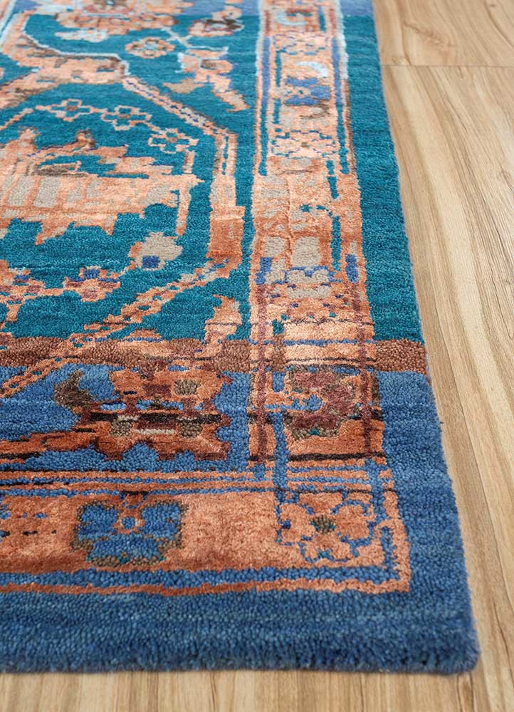 viscaya blue wool and bamboo silk hand knotted Rug - Corner viscaya blue wool and bamboo silk hand knotted Rug - Corner