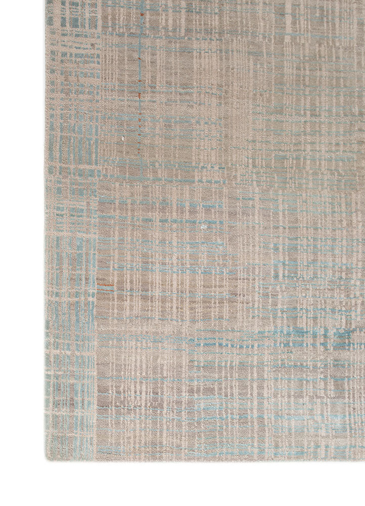 unstring by kavi grey and black wool and bamboo silk hand knotted Rug - Corner unstring by kavi grey and black wool and bamboo silk hand knotted Rug - Corner