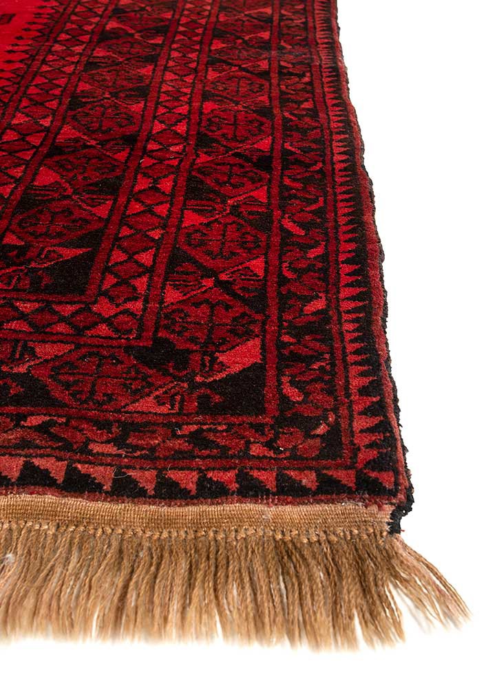 kiaan red and orange wool hand knotted Rug - Corner