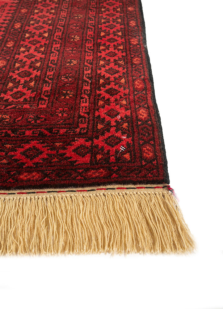 kiaan red and orange wool hand knotted Rug - Corner