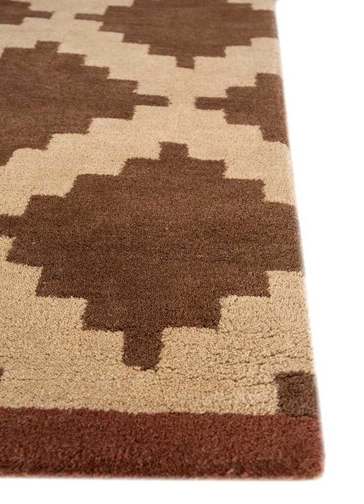 contour beige and brown wool hand tufted Rug - Corner