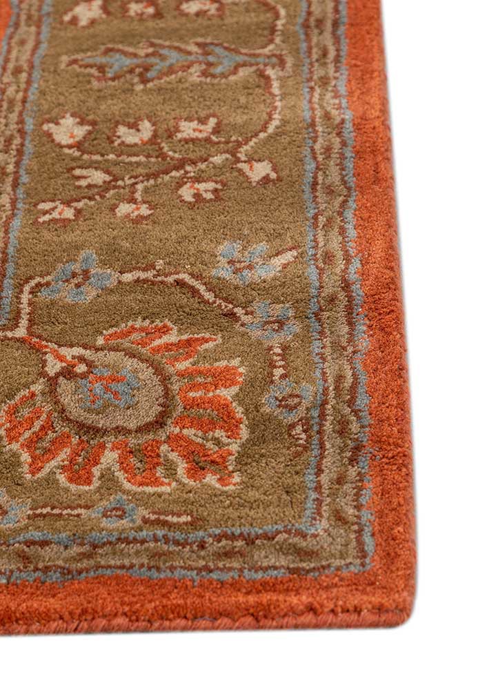 kasbah red and orange wool hand tufted Rug - Corner