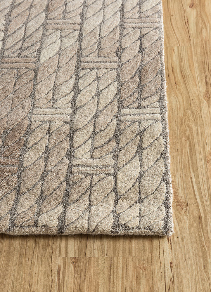 pathways beige and brown wool hand tufted Rug - Corner pathways beige and brown wool hand tufted Rug - Corner