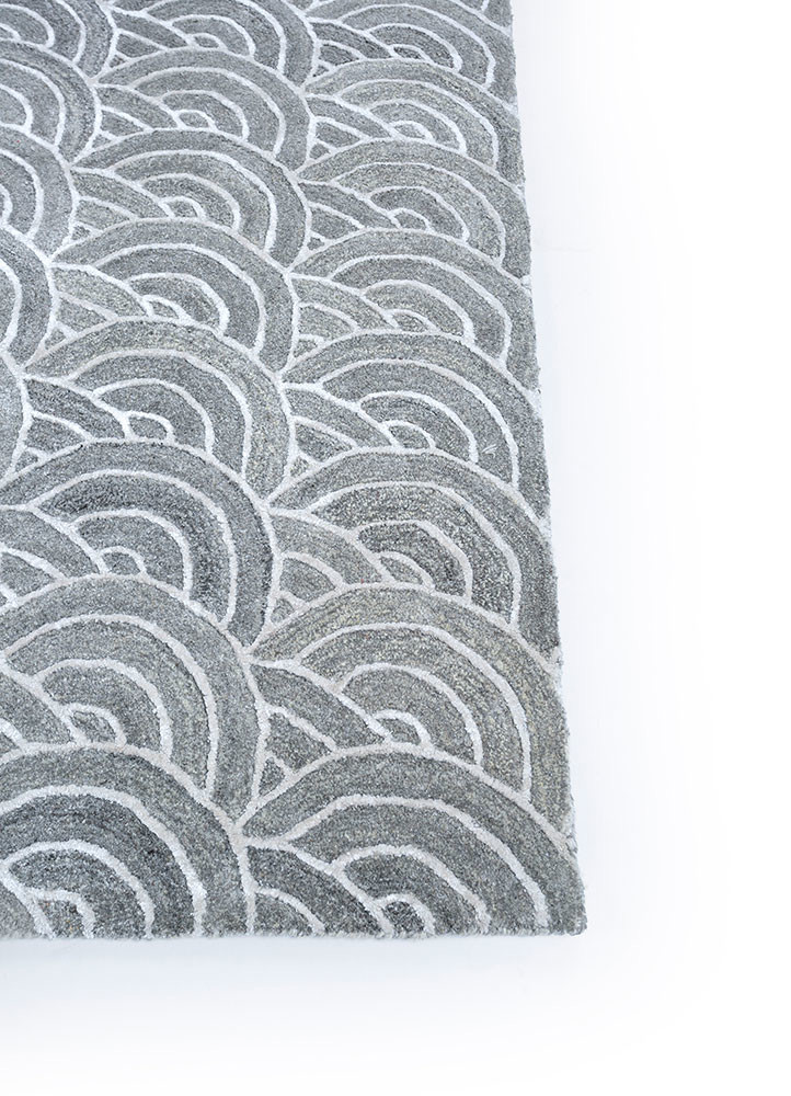 pathways grey and black wool hand tufted Rug - Corner pathways grey and black wool hand tufted Rug - Corner