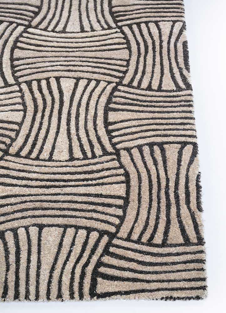 pathways beige and brown wool hand tufted Rug - Corner