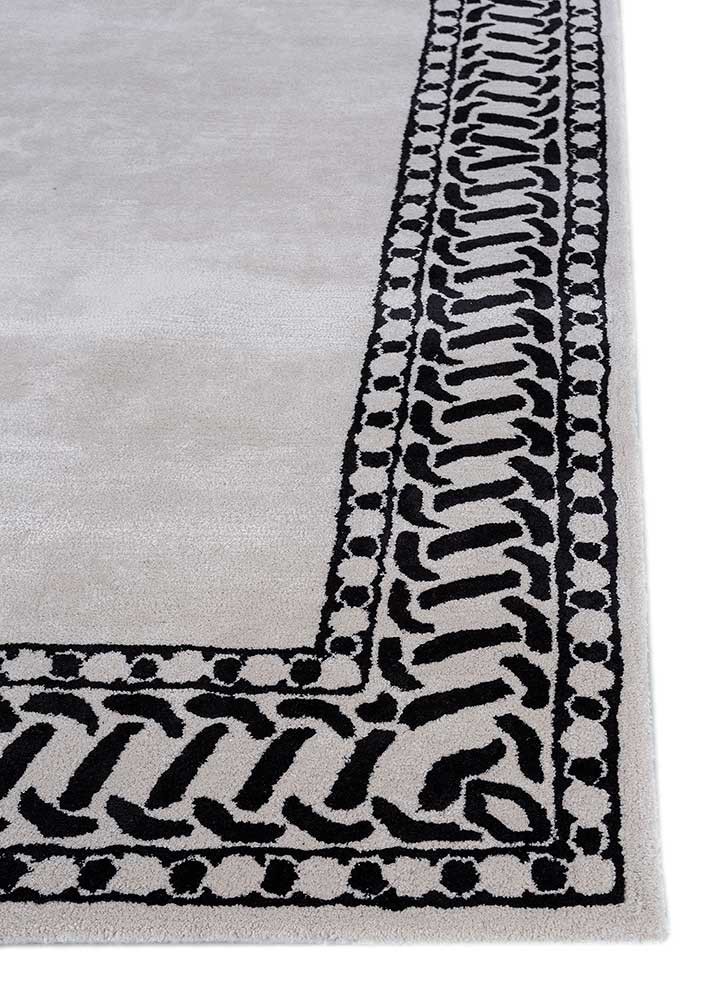 linear ivory wool and viscose hand tufted Rug - Corner linear ivory wool and viscose hand tufted Rug - Corner