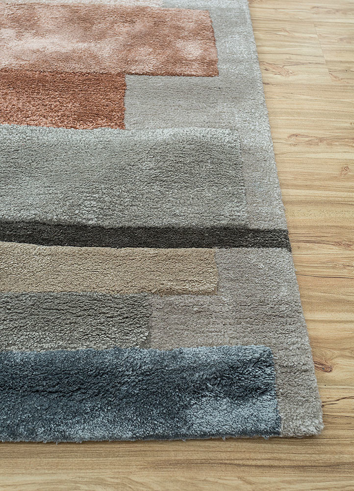 acar grey and black wool and viscose hand tufted Rug - Corner
