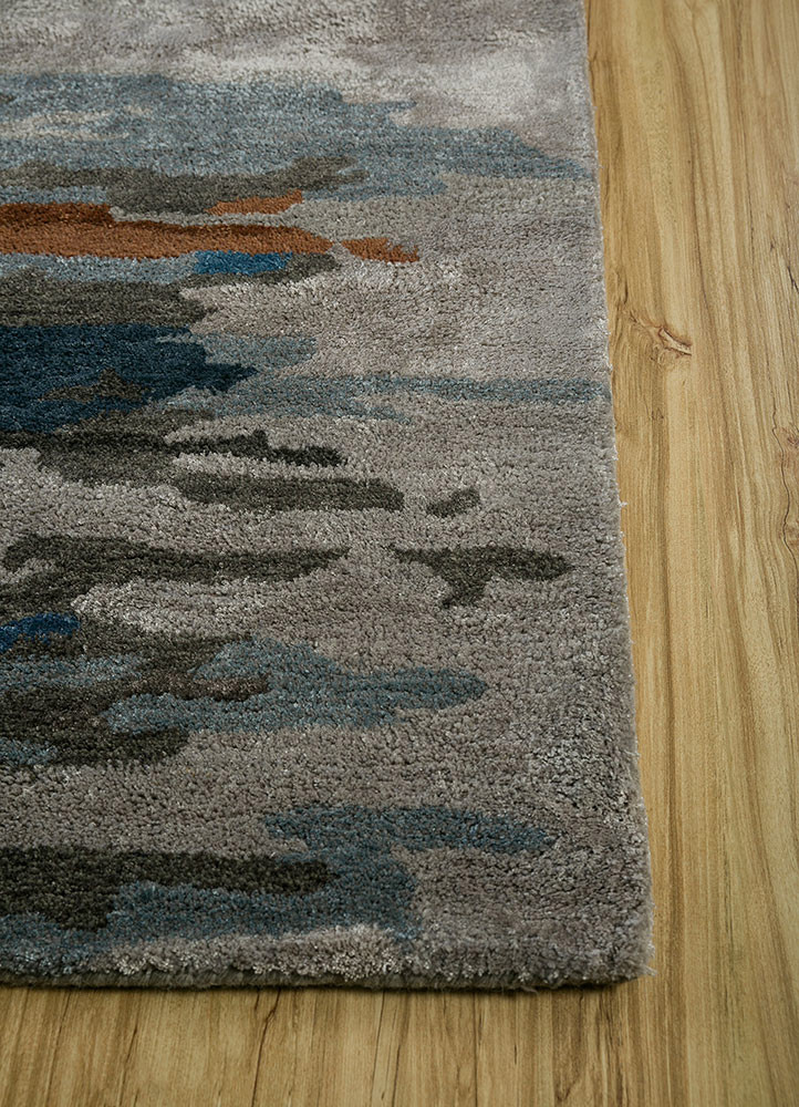 genesis grey and black wool and viscose hand tufted Rug - Corner