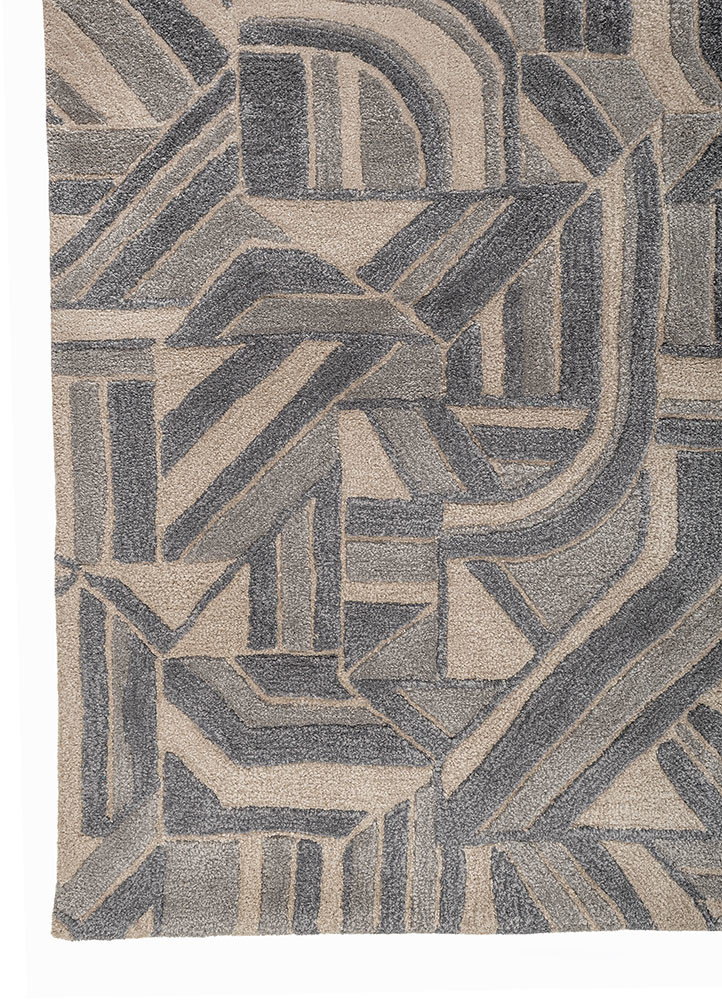 pathways beige and brown wool and viscose hand tufted Rug - Corner
