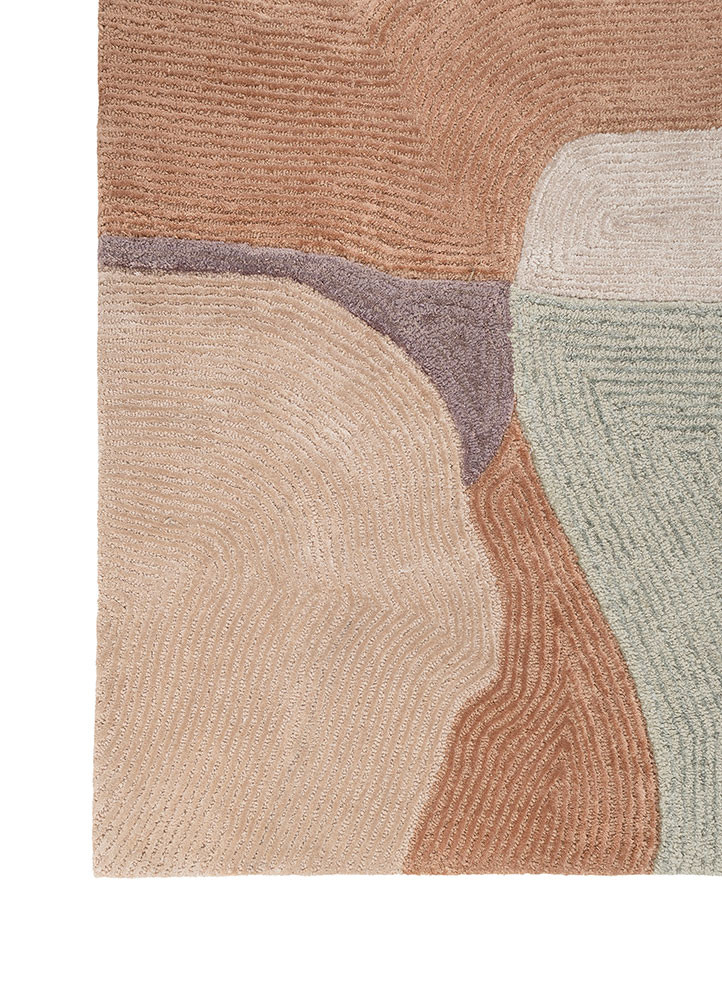 kairos red and orange wool and viscose hand tufted Rug - Corner