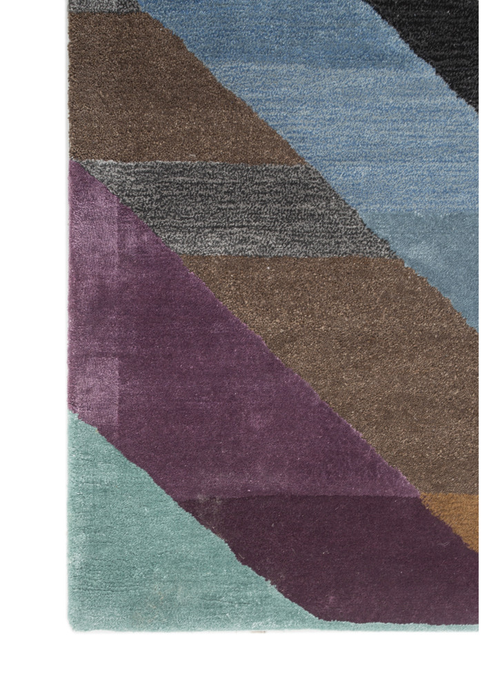 weaver art reserve blue wool hand tufted Rug - Corner