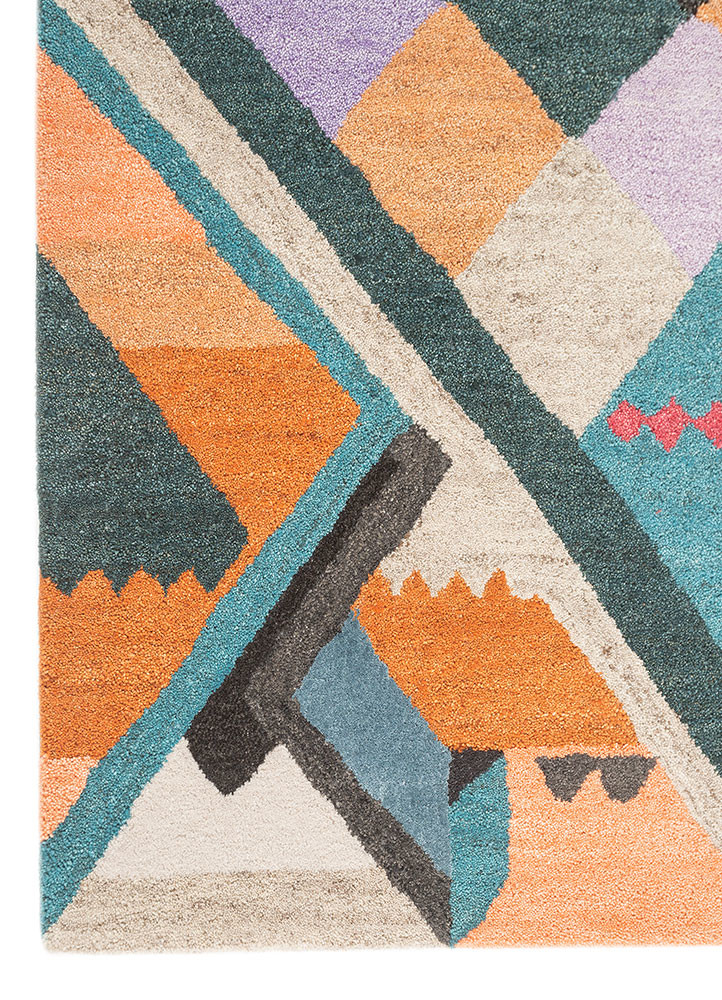 weaver art reserve blue wool hand tufted Rug - Corner