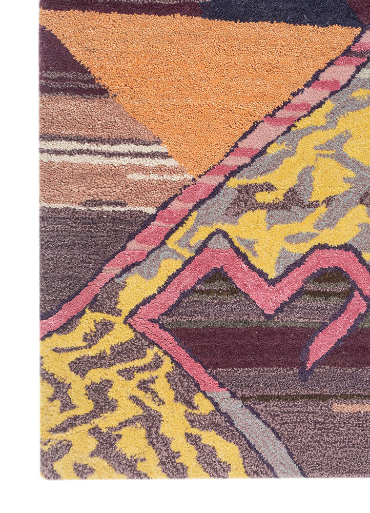 weaver art reserve pink and purple wool hand tufted Rug - Corner